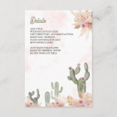 Pink Boho Floral Pampas Cactus Wedding Details Begleitkarte (Vorderseite)