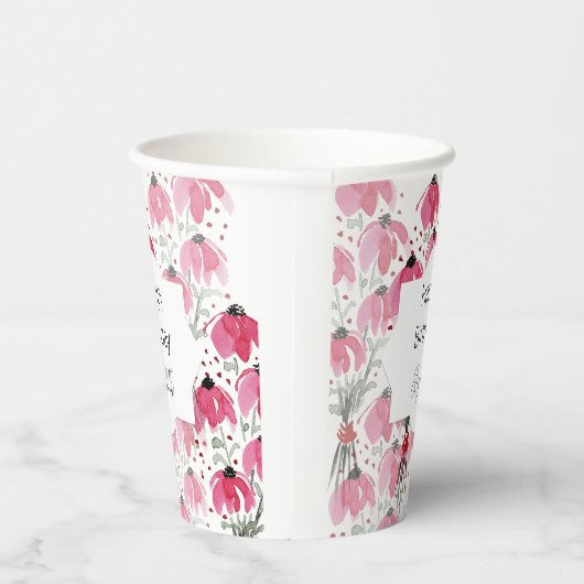 Pink Boho Floral Pappbecher (Rechts)
