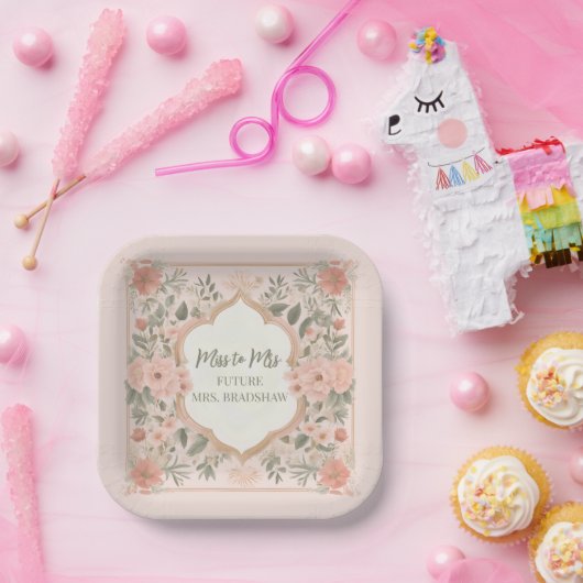 Pink Boho Floral Pappteller (Party)