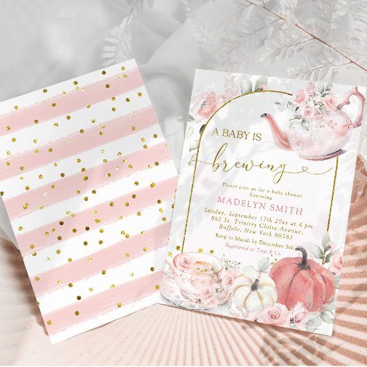 Pink Boho Floral Pumpkin Ein Baby braut Einladung