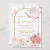 Pink Boho Floral Pumpkin Ein Baby braut Einladung (Vorderseite)