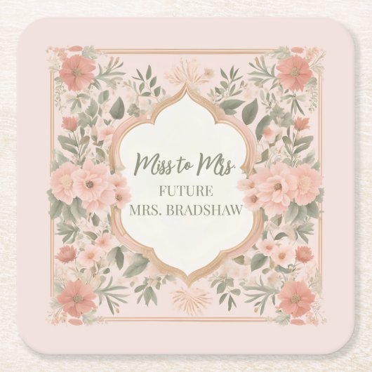 Pink Boho Floral Rechteckiger Pappuntersetzer (Vorderseite)