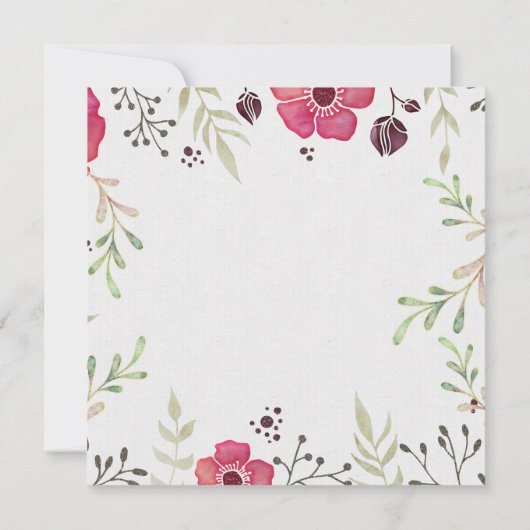 Pink Boho Floral Save the Date (Rückseite)