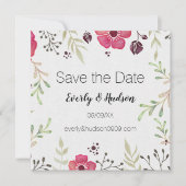 Pink Boho Floral Save the Date (Vorderseite)