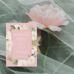 Pink Boho Floral Wedding Einladung