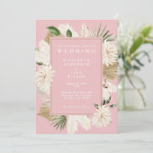 Pink Boho Floral Wedding Einladung (Stehend Vorderseite)