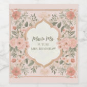 Pink Boho Floral Weinetikett (Einzelnes Label)