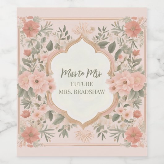 Pink Boho Floral Weinetikett (Einzelnes Label)