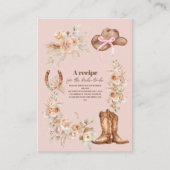 Pink Boho Floral Western Brautparty Begleitkarte (Vorderseite)