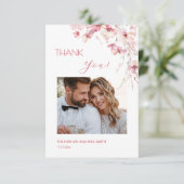 Pink Boho Flowers Thank You Card Dankeskarte (Stehend Vorderseite)