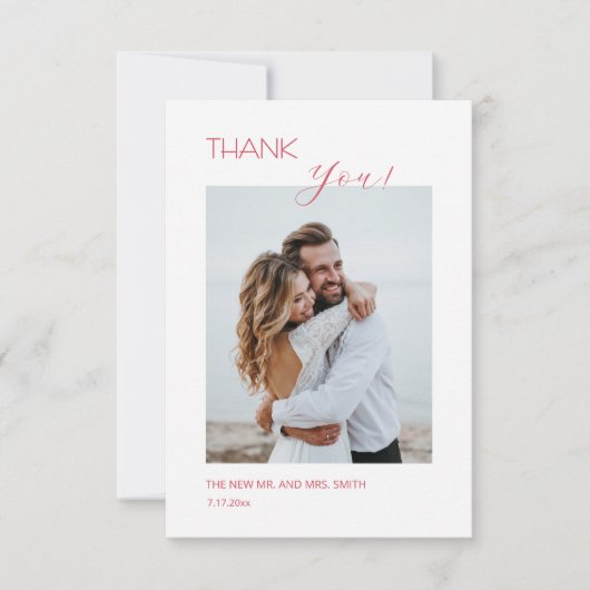 Pink Boho  Flowers Thank You Card Dankeskarte (Vorderseite)