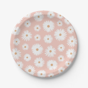 Pink Boho Gänseblümchen Geburtstagsfeier Pappteller