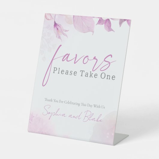 Pink Boho Gastgeschenke Hochzeiten Pedestal Zeiche Sockelschild (Vorderseite)