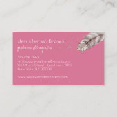 Pink Boho Hand Drawn Angel Bird Feather Visitenkarte (Rückseite)