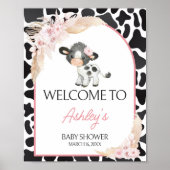 Pink Boho Highland Cow Willkommen Poster (Vorne)