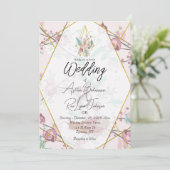 Pink Boho Hochzeit individuell anpassbar Einladung (Stehend Vorderseite)