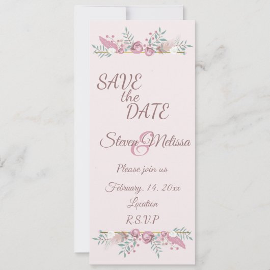 Pink Boho Hochzeit individuell anpassbar Einladung (Vorderseite)