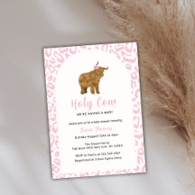 Pink Boho Holy Cow Highland Cow Girl Baby Dusche