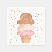Pink Boho Ice Creme Cone Confetti Papier Napkins Serviette (Vorderseite)