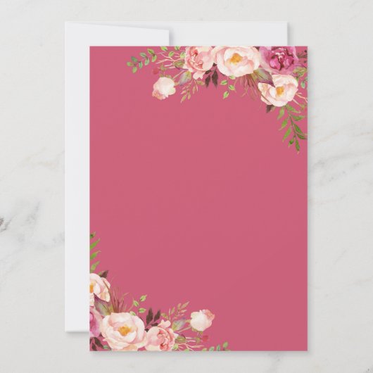 Pink Boho Kinderdusche Einladung (Rückseite)