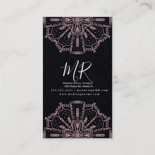 Pink Boho Mandala Yoga Macrame Business Card Visitenkarte (Rückseite)