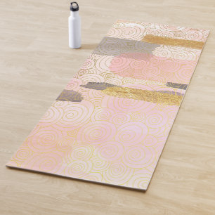 Pink Boho Meditation Yoga Matte mit goldenen Strei
