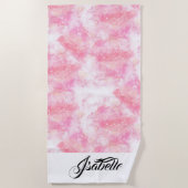 Pink Boho minimalist Ephemera ornament Strandtuch (Vorderseite)