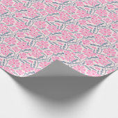 Pink Boho Mitte Jahrhundert Modernes Blumenmuster Geschenkpapier (Ecke)
