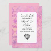 Pink Boho Modern India Tropical Save the Date (Vorne/Hinten)