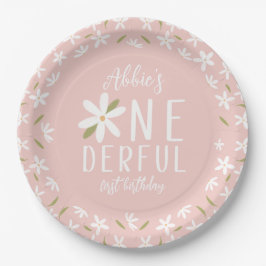 Pink Boho Onederful First Birthday Plate Pappteller