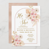 Pink Boho Pampas, er oder sie Geschlecht offen Einladung (Vorne/Hinten)