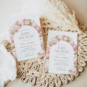 Pink Boho Pampas Grass Arch Girl Babydusche Einladung