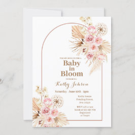 Pink Boho Pampas Grass Baby in Bloom Einladung