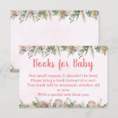 Pink Boho Pampas Grass Books for Baby Request Card Begleitkarte (Vorne/Hinten)