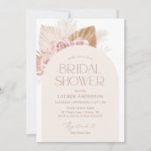 Pink Boho Pampas Grass Brautparty Einladung (Vorderseite)