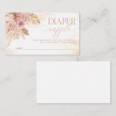 Pink Boho Pampas Grass Diaper Raffeln Tickets Spie Begleitkarte (Vorne/Hinten)