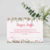 Pink Boho Pampas Grass Diaper Raffle Ticket Begleitkarte (Stehend Vorderseite)