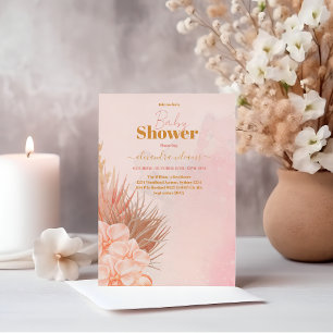 Pink Boho Pampas Grass Girl Babydusche Einladung