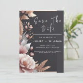 Pink Boho Peony Garden Dusty Rose Wedding Save The Date (Stehend Vorderseite)