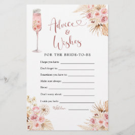 Pink Boho Petals and Prosecco Advice & Wish Card