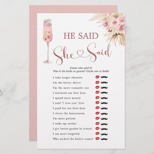 Pink Boho Petals und Prosecco sagte sie (Vorne/Hinten)