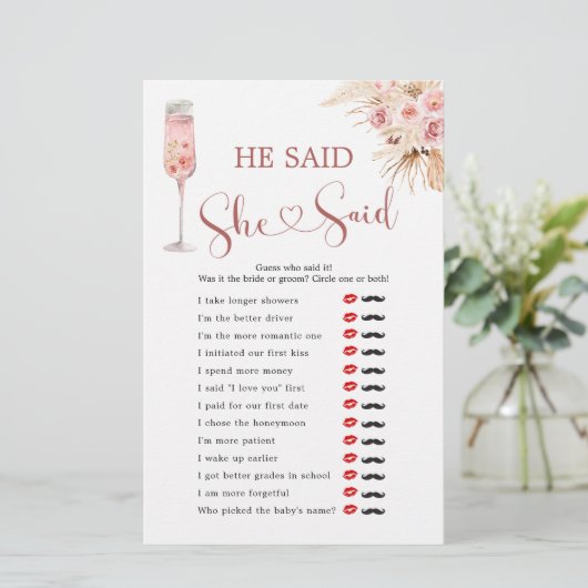 Pink Boho Petals und Prosecco sagte sie (Stehend Vorderseite)