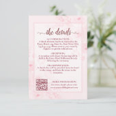 Pink Boho Pfingstrosen Hochzeitsdetails QR Code Begleitkarte (Stehend Vorderseite)