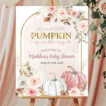 Pink Boho Pumpkin Baby Dusche Begrüßungszeichen
