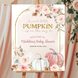 Pink Boho Pumpkin Baby Dusche Begrüßungszeichen Poster