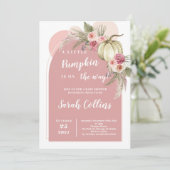 Pink Boho Pumpkin Baby Dusche Einladung (Stehend Vorderseite)
