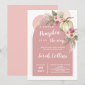 Pink Boho Pumpkin Baby Dusche Einladung (Vorne/Hinten)