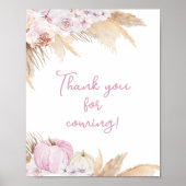 Pink Boho Pumpkin Baby Shower Danke, dass du gekom Poster (Vorne)