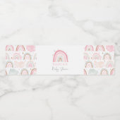 Pink Boho Rainbow Girl Baby Dusche Wasserflaschenetikett (Einzelnes Label)