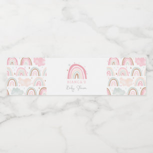 Pink Boho Rainbow Girl Baby Dusche Wasserflaschenetikett